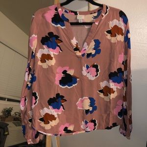 dusty pink floral long sleeve top